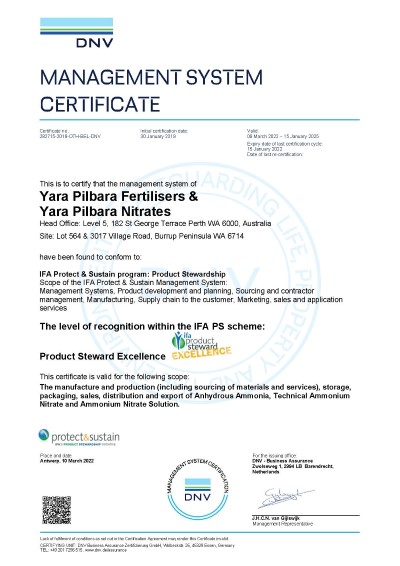 Product Stewardship Certification 2022